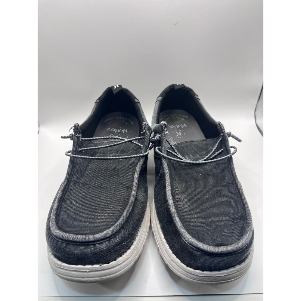 Hurley Mens Canvas Slip On‎ Loafers Moc Toe Shoes Black Grey Size 10.5
